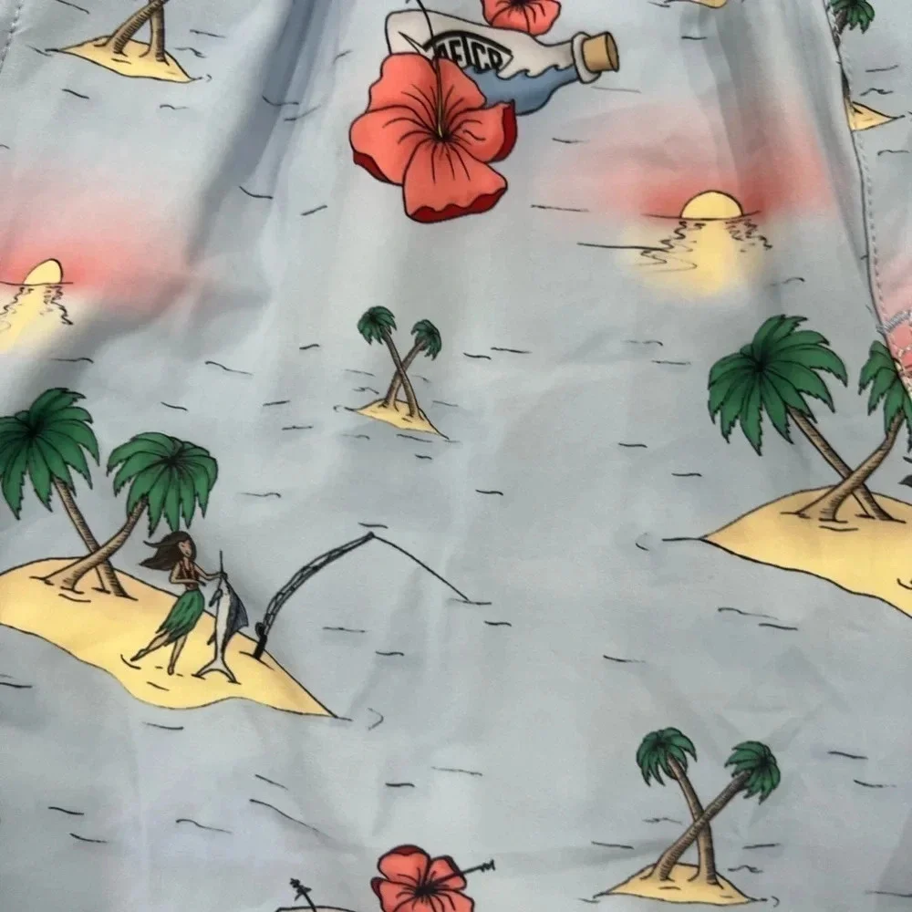 NWT AFTCO Swim Shorts Hula Girl Marlin Island Fishing Trunks Men’s Size Small